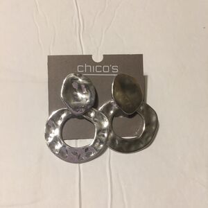 Chico's Silver Circular Hammered Earrings